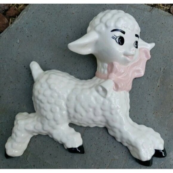 Little Bo Peep Lamb Wall Décor MCM Ceramic Nursery Irene Smith Anthropomorphic - Picture 11 of 12